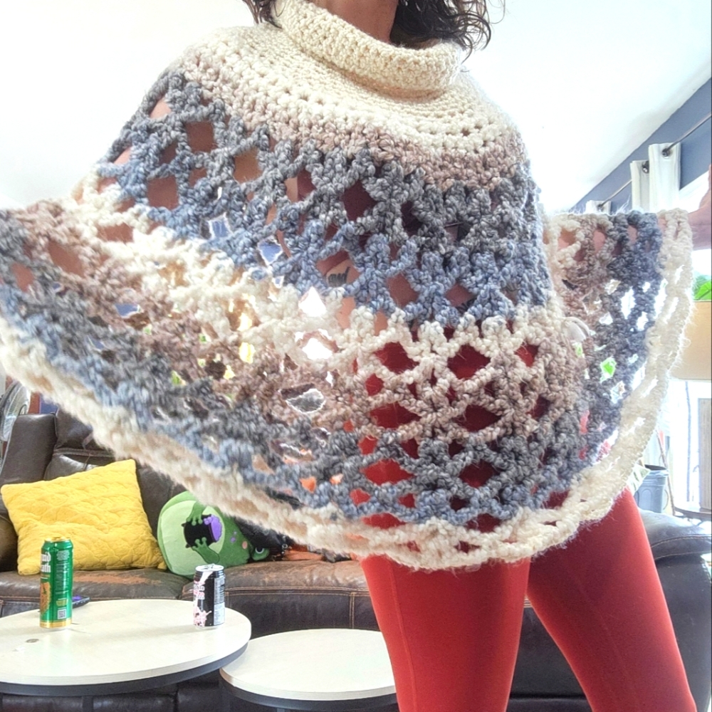 Handmade Crochet Shawl Chunky Knit
